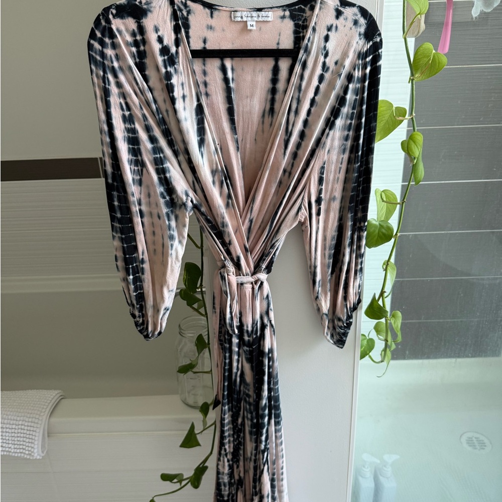 Young Fabulous & Broke Black and Cream Midi Dress